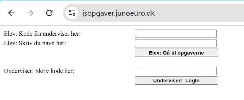jsopgaver.junoeuro.dk screenshot
